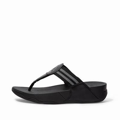 Fitflop Women's WALKSTAR Webbing Toe-Post Sandals - Black, PA3609257